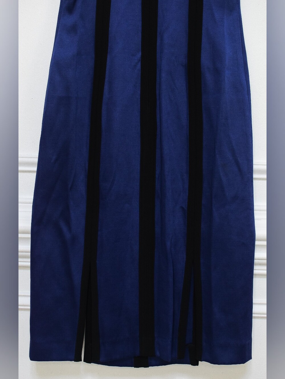 Diane Von Furstenberg Blue Black Striped Sleeveless Sheath Midi Dress Size 2 - Picture 11 of 15
